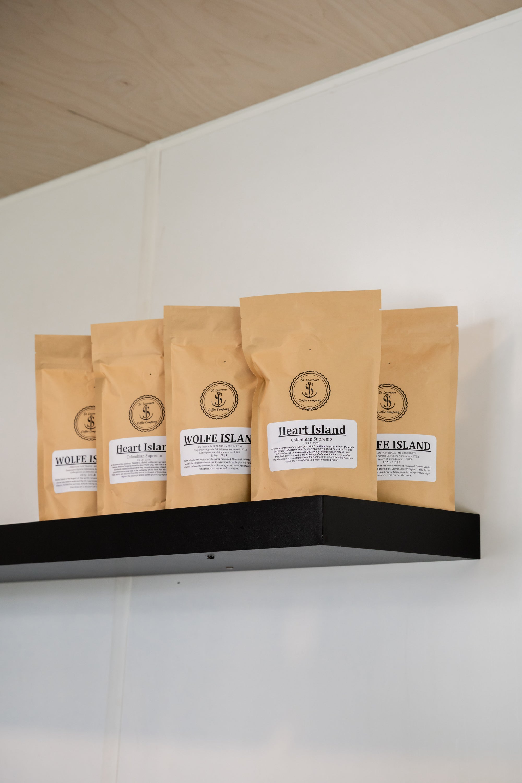 Coffee bags on the shelf